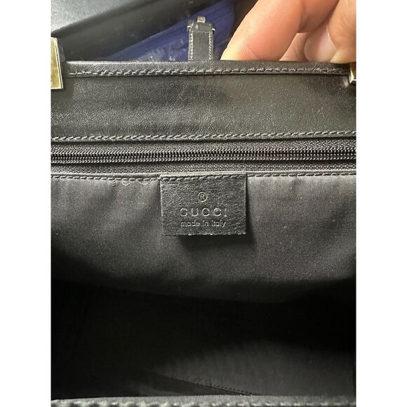 Gucci Black Leather and‎ Nylon Jackie O Tote*VERY NICE!! WITH COA - Picture 10 of 11